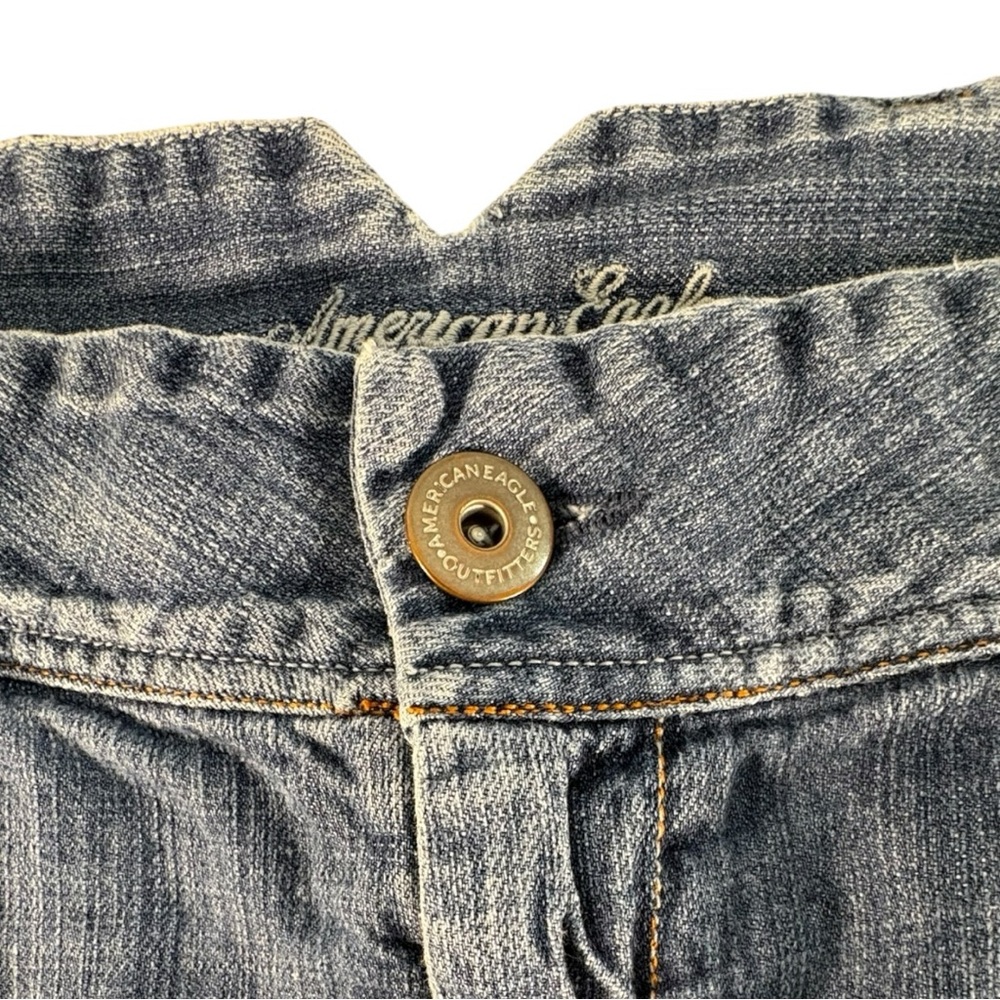 Y2K American Eagle Micro Mini Denim Skirt Low Rise Mallcore 2000s Size 8 VTG - Picture 4 of 10